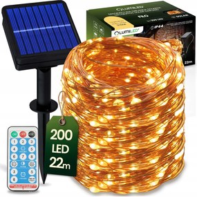 Napelemes girland LED-es kerti lámpák drótok lánc 200LED 22M Távirányító