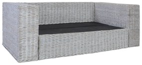 szürke 2 részes természetes rattan kanapészett párnákkal