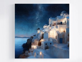 Vászonkép Canvas Tájkép Görögország Sziget Santorini Város Éjszaka 40x40