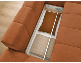 Terrakotta színű zsenília kinyitható-tárolóhelyes sarokkanapé (jobb oldali-heverő résszel) Everest – Bobochic Paris