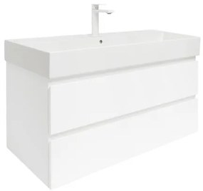 SAT B-Way Fürdőszobaszekrény mosdóval 99x50x45 cm fehér fényes BWAY2100WU2BBI