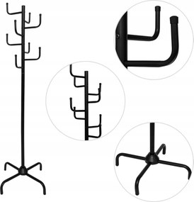 Kabáttartó Állvány Előszobai Ruhaakasztó Stabil Fekete 170 CM