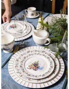 Karácsonyi fenyőfás hintalovas porcelán desszertes tányér - 20 cm