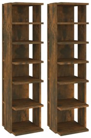 2 db füstös tölgy színű szerelt fa cipőtartó 27,5 x 27 x 102 cm