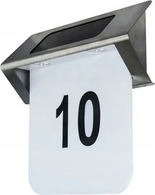 Napelemes Lámpa Led Fali Lámpa Házszám Ip 44 Megvilágított 6500K Króm