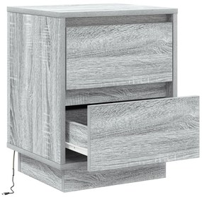 Éjjeli Szekrények LED Világítással 2 db Szürke Sonoma 39x34.5x50 cm