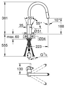 GROHE 31481001 - EUROSMART COSMOPOLITAN mosogatócsaptelep, fényes króm