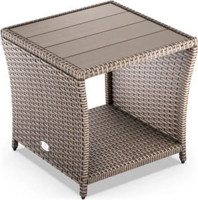 ROCCO polyrattan oldalasztal, 40x45x45cm, krémszínű Casaria