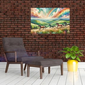 Kép – Vágtázó lovak a tájban (90x60 cm)