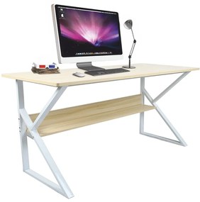 Polcos íróasztal, természetes tölgyfa/fehér, TARCAL 140
