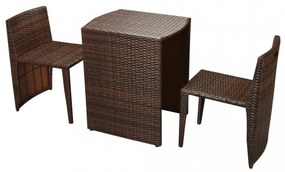 vidaXL 3 darabos barna polyrattan bisztrószett párnákkal