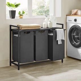 3 rekeszes szennyestartó, sötétszürke