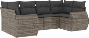 vidaXL 6 részes szürke polyrattan kerti ülőgarnitúra párnákkal