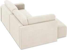 Krémszínű zsenília kinyitható-tárolóhelyes sarokkanapé (bal oldali-L alakú) Kona – Makamii