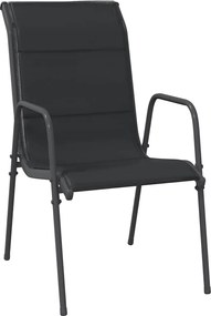 4 db fekete acél és textilén kerti szék
