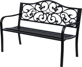 Outsunny 2-Fős Kerti Pad Parki Pad Kinyitható Asztallal 240 kg Teherbírással, Teraszi Pad Háttámlával és Karfákkal Kerti Bútor Teraszra, Kertbe 150x58