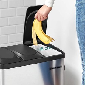 Szelektív hulladékgyűjtő 54L, pedálos szemetes 3 részes