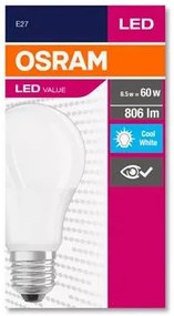 LED izzó, E27, gömb, A60, 8,5W, 806lm, 4000K (HF), OSRAM Value (OLEDE2703)