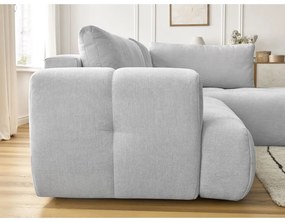 Világosszürke kinyitható-tárolóhelyes sarokkanapé (jobb oldali-L alakú) Fuji – Bobochic Paris