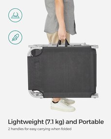 Összecsukható napozóágy napellenzővel 53 x 193 x 29,5 cm, 150 kg-ig terhelhető