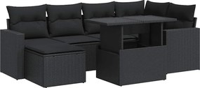 vidaXL 7 részes fekete polyrattan kerti ülőgarnitúra párnával