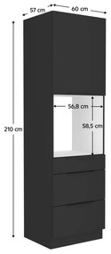 Magas szekrény beépíthető sütőhöz Sobera 60 DPS 210 3S1F (fekete) . 1097019