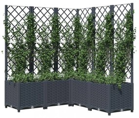 sötétszürke PP rácsos kerti ültetőláda 120 x 120 x 136 cm
