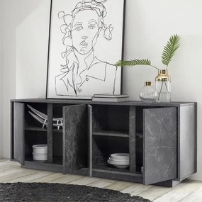 Carrara 4 ajtós komód antracit márvány 180cm