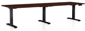 OfficeTech Long állítható magasságú asztal, 260 x 80 cm, fekete alap, wenge