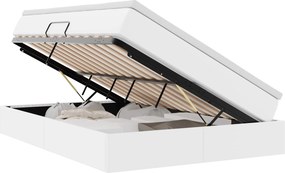 vidaXL Ágy tárolóval és matraccal matracmal Fehér 140 x 200 cm Műbőr