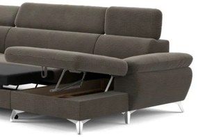 CATANIA baloldali barna U-alakú sarokkanapé tárolóval, ággyá nyitható