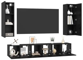 TV szekrény garnitúra Falra szerelhető 5 pcs Musta tammi