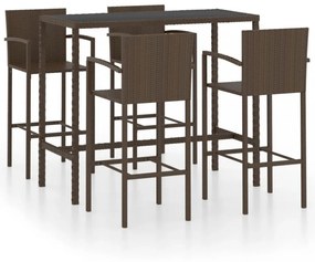 5 részes barna polyrattan kerti bárszett