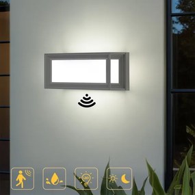 Brilagi - LED kültéri fali lámpa mozgásérzékelővel PARKER LED/12W/230V szürke IP44