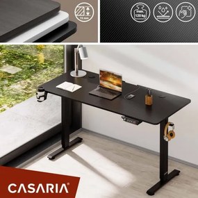 Casaria® Állítható magasságú irodai íróasztal fekete - 140x60x118 cm