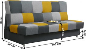 Kanapé, mustár színű anyag/szürke, ALABAMA