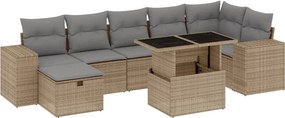 vidaXL 8 részes bézs polyrattan kerti ülőgarnitúra párnával