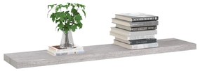 2 db betonszürke MDF lebegő fali polc 120 x 23,5 x 3,8 cm