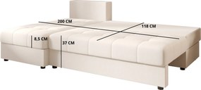 AKCIÓ Kihúzható, kétszemélyes, L-alakú kanapé VENORIA SLIM 200x143 cm, mustár + 2 párna INGYEN II. osztály