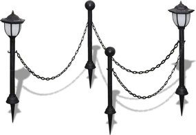 vidaXL Lánc Kerítés kültéri lámpával 2 LED Lámpa Két Pózna