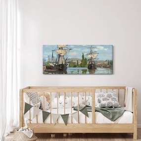 Kép - Claude Monet, Ships Riding on the Seine at Rouen, reprodukciók (120x50 cm)