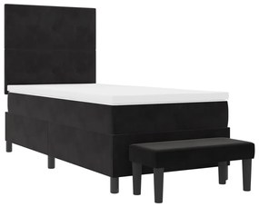 Boxspring Ágy Matrac és Pad Fekete 100x200 cm Velúr