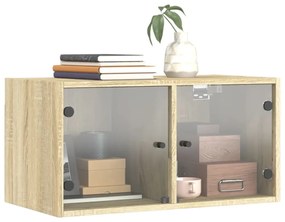 2 db sonoma tölgy színű faliszekrény üvegajtókkal 68,5x37x35 cm