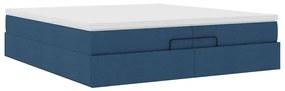 Ottomán ágykeret matracokkal kék 200x200cm szövet
