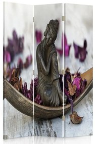 Gario Paraván Buddha lila szirmokkal Méret: 110 x 170 cm, Kivitelezés: Klasszikus paraván