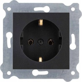 Exen Schuko szimpla aljzat földelt 2P+E fekete metål 237/14E