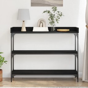 Konzolasztal Fekete Tölgy 100x30x80 cm Mérnöki Fa és Acél
