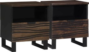 vidaXL Éjjeliszekrény fiókkal 2 pcs Dió 40 x 33 x 46 cm Tömör akácfa