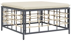 10 részes antracitszürke polyrattan kerti ülőgarnitúra párnával