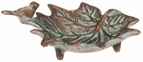 Fém ivókút Javorový list s ptáčkem Romance, 17 x16 x 6 cm, réz